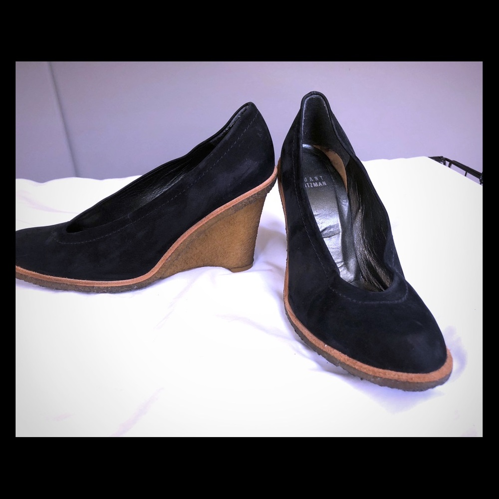 Stuart Weitzman black suede wedges